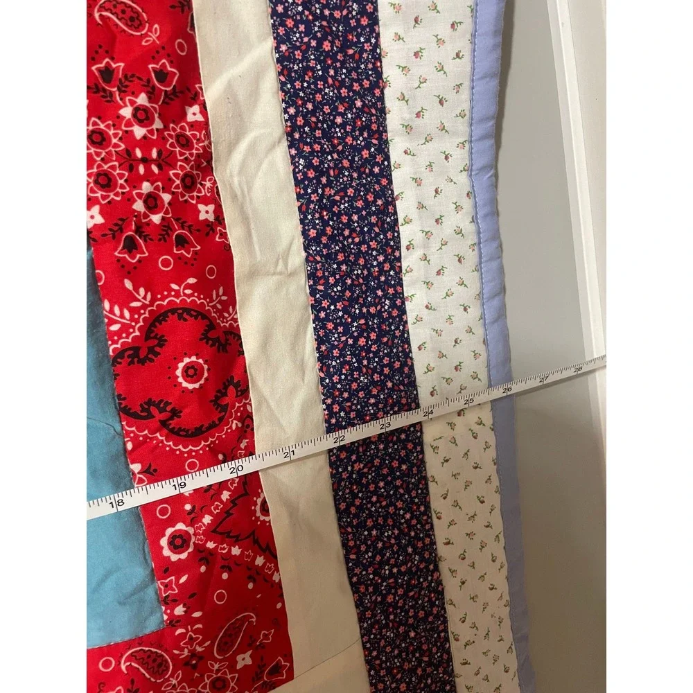 Western Boy Baby Quilt Blue Red‎ White Excellent Patchwork